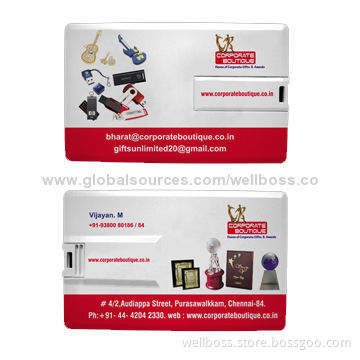 Card-shaped USB Flash Drive with Space for Your Logo, with Factory Price